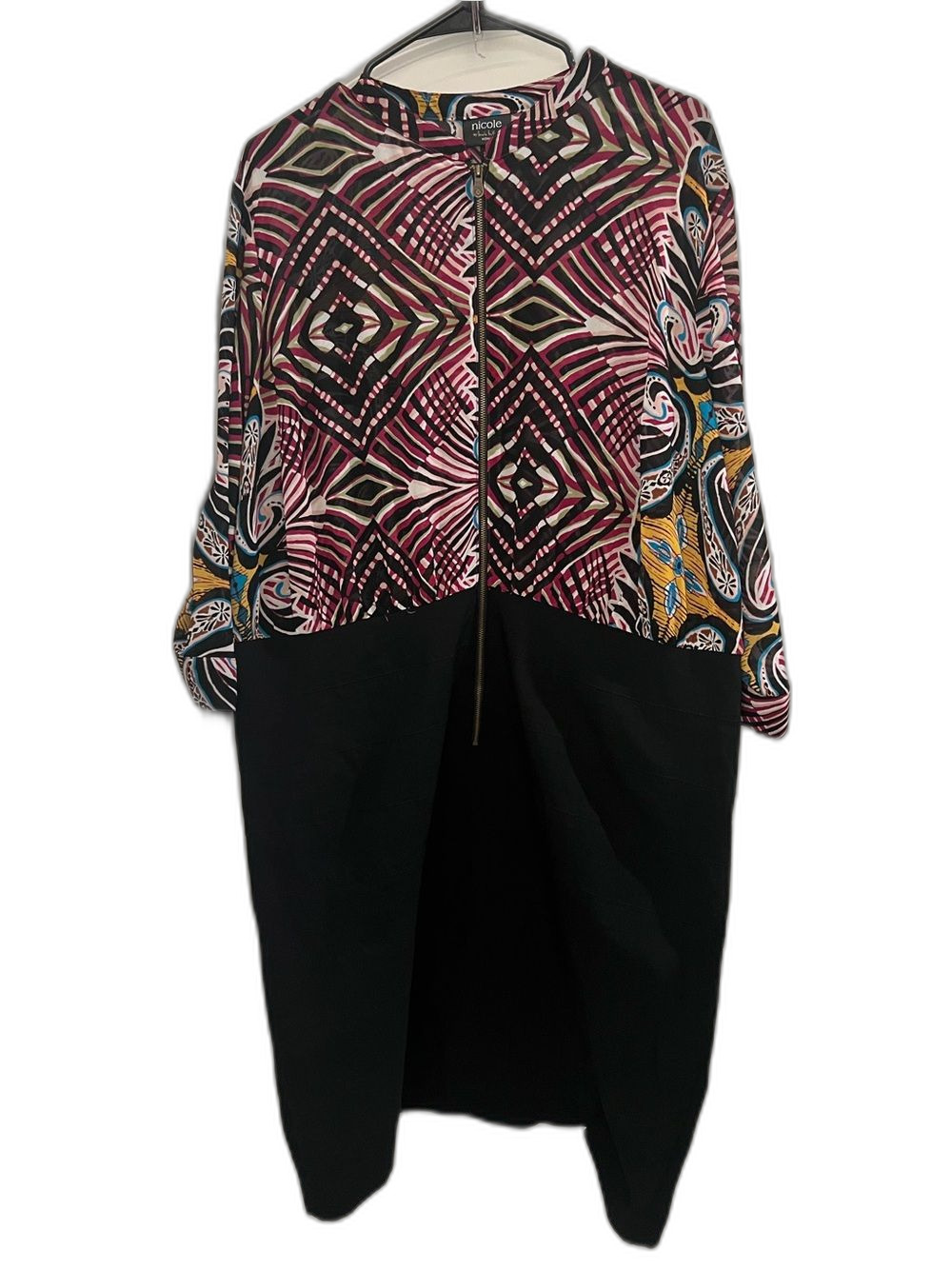 Nicole by Nicole Miller 22W Black Multicolor Abstract Print Tunic Dress